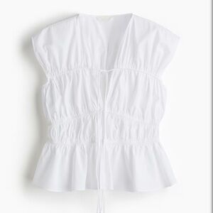 White poplin drawstring top